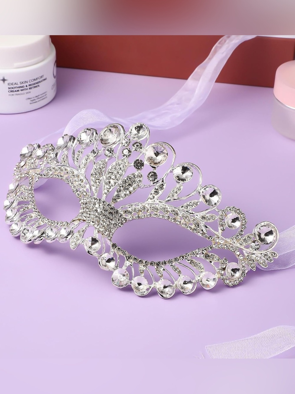 NWT Sparkling Swarovski Crystal Rhinestone Mask Halloween Costume Mardi Gras